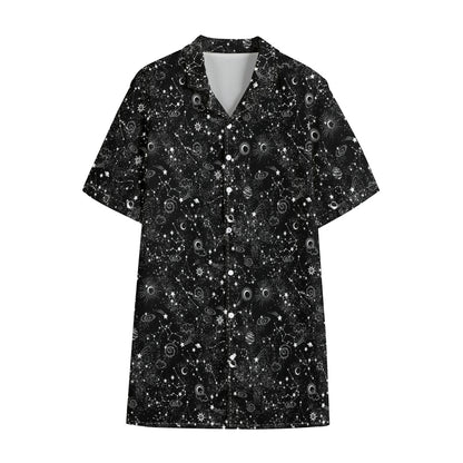 Constellation Galaxy Pattern Print Cotton Hawaiian Shirt