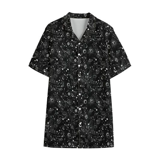 Constellation Galaxy Pattern Print Cotton Hawaiian Shirt