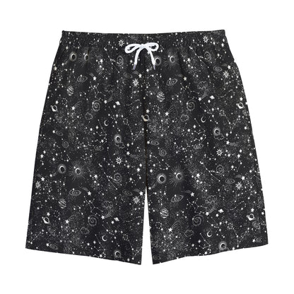 Constellation Galaxy Pattern Print Cotton Shorts