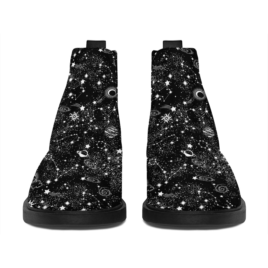 Constellation Galaxy Pattern Print Flat Ankle Boots