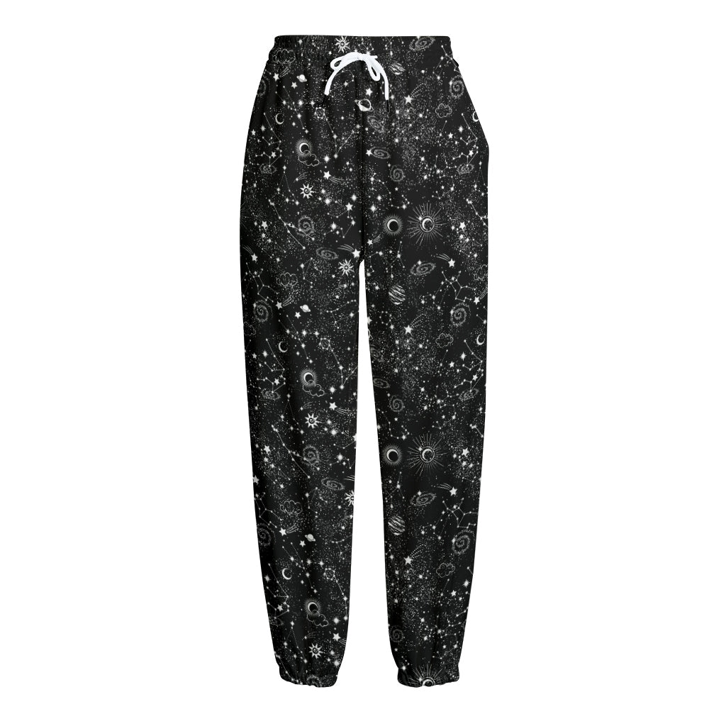Constellation Galaxy Pattern Print Fleece Lined Knit Pants