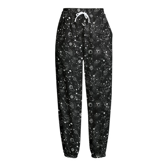 Constellation Galaxy Pattern Print Fleece Lined Knit Pants