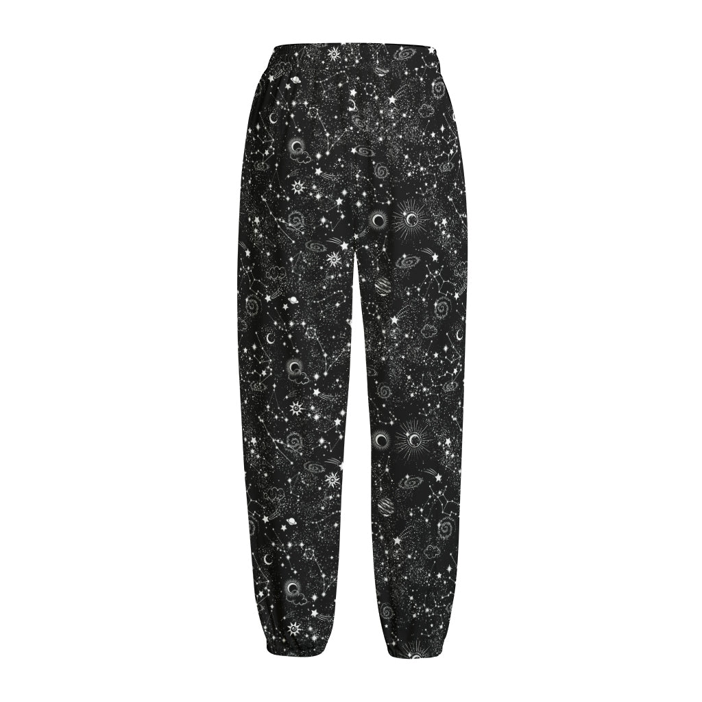 Constellation Galaxy Pattern Print Fleece Lined Knit Pants
