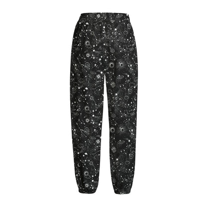 Constellation Galaxy Pattern Print Fleece Lined Knit Pants