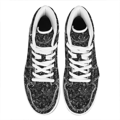 Constellation Galaxy Pattern Print High Top Leather Sneakers
