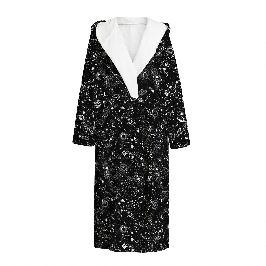 Constellation Galaxy Pattern Print Hooded Bathrobe