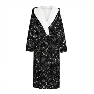 Constellation Galaxy Pattern Print Hooded Bathrobe