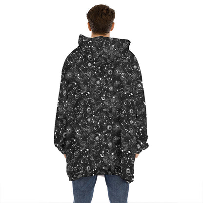 Constellation Galaxy Pattern Print Hoodie Blanket