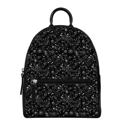 Constellation Galaxy Pattern Print Leather Backpack