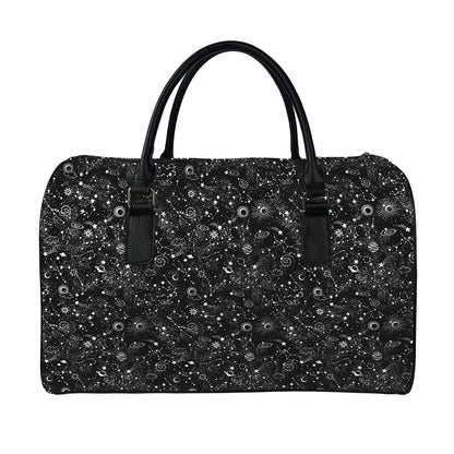 Constellation Galaxy Pattern Print Leather Duffle Bag