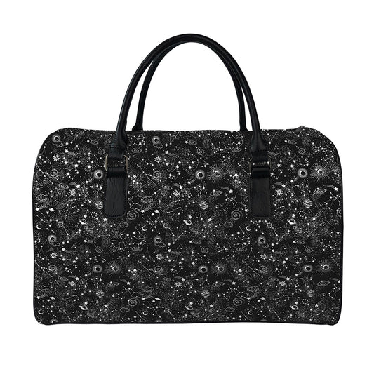 Constellation Galaxy Pattern Print Leather Duffle Bag