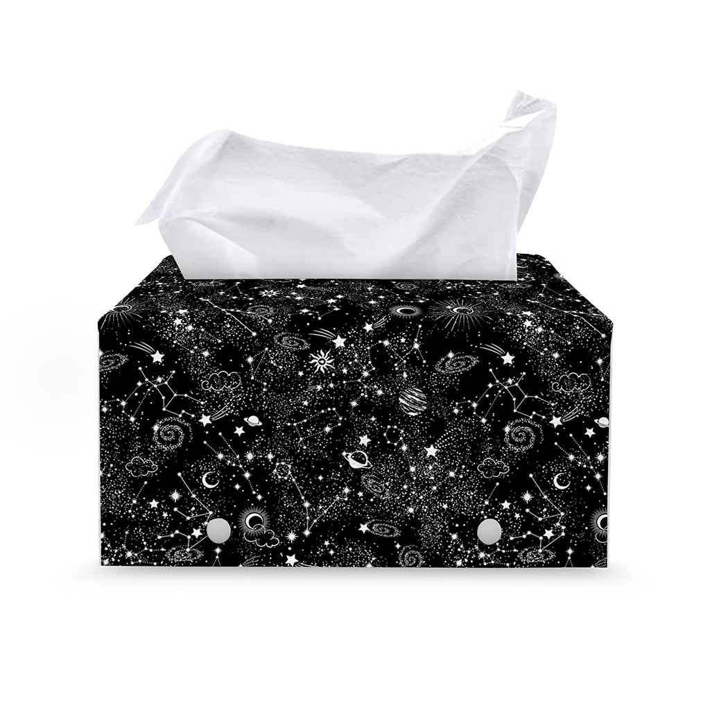 Constellation Galaxy Pattern Print Leather Tissue Box Cover