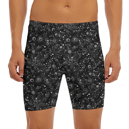 Constellation Galaxy Pattern Print Men's Long Boxer Briefs
