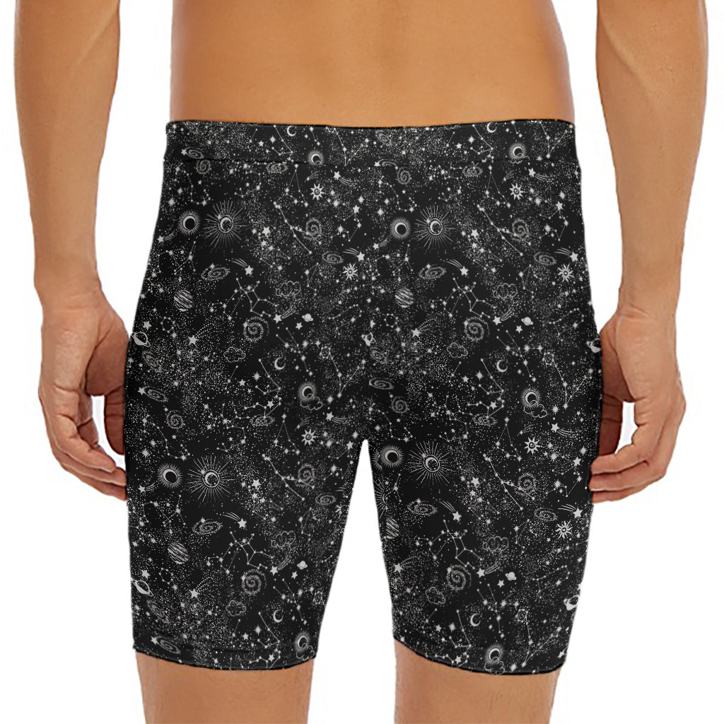 Constellation Galaxy Pattern Print Men's Long Boxer Briefs