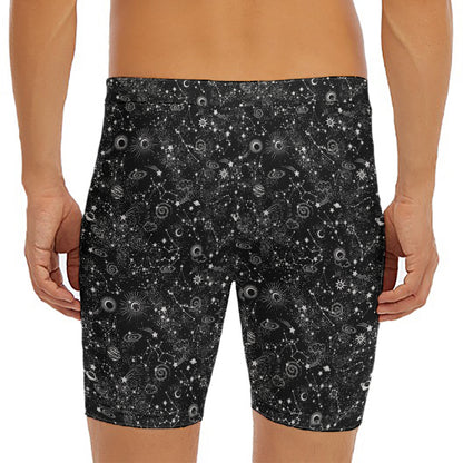 Constellation Galaxy Pattern Print Men's Long Boxer Briefs