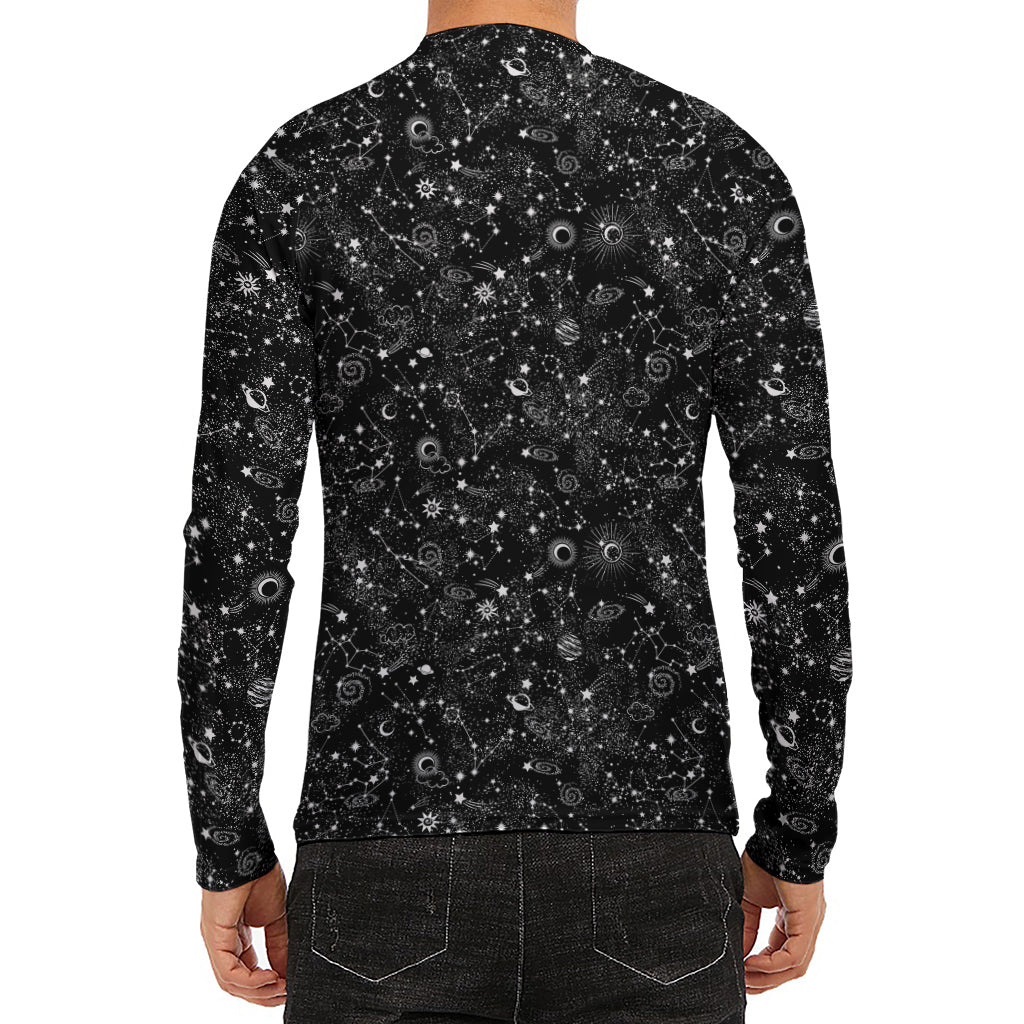 Constellation Galaxy Pattern Print Men's Long Sleeve Rash Guard