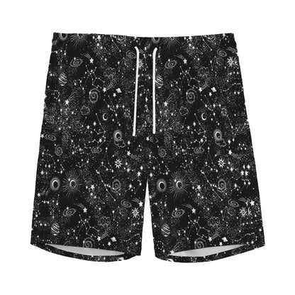 Constellation Galaxy Pattern Print Men's Sports Shorts