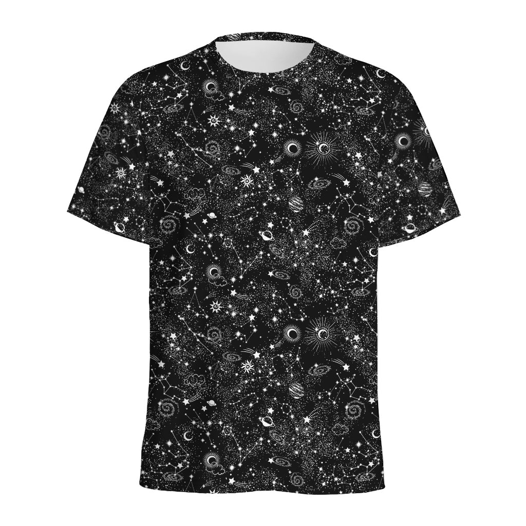 Constellation Galaxy Pattern Print Men's Sports T-Shirt