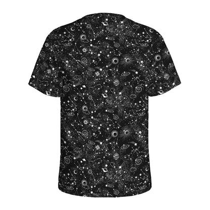 Constellation Galaxy Pattern Print Men's Sports T-Shirt