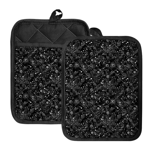 Constellation Galaxy Pattern Print Pot Holders With Pocket