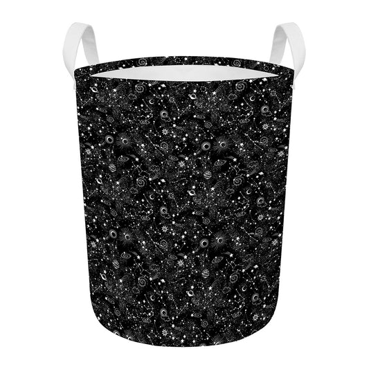 Constellation Galaxy Pattern Print Round Laundry Basket