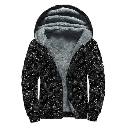 Constellation Galaxy Pattern Print Sherpa Lined Zip Up Hoodie