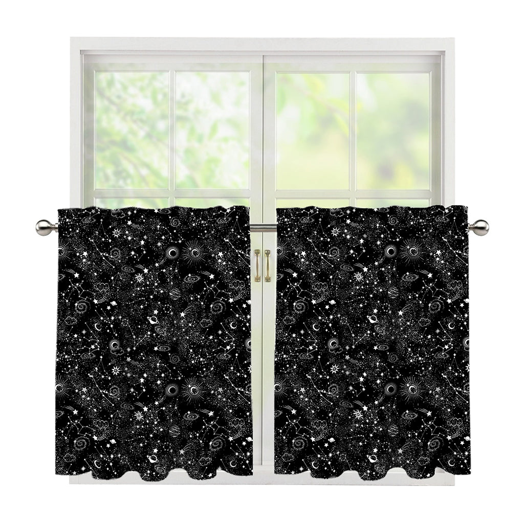 Constellation Galaxy Pattern Print Tier Curtains