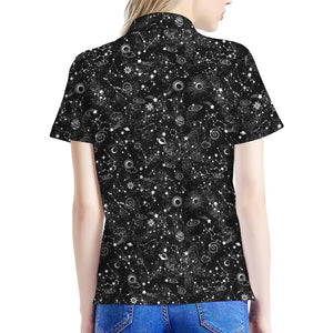 Constellation Galaxy Pattern Print Women's Polo Shirt