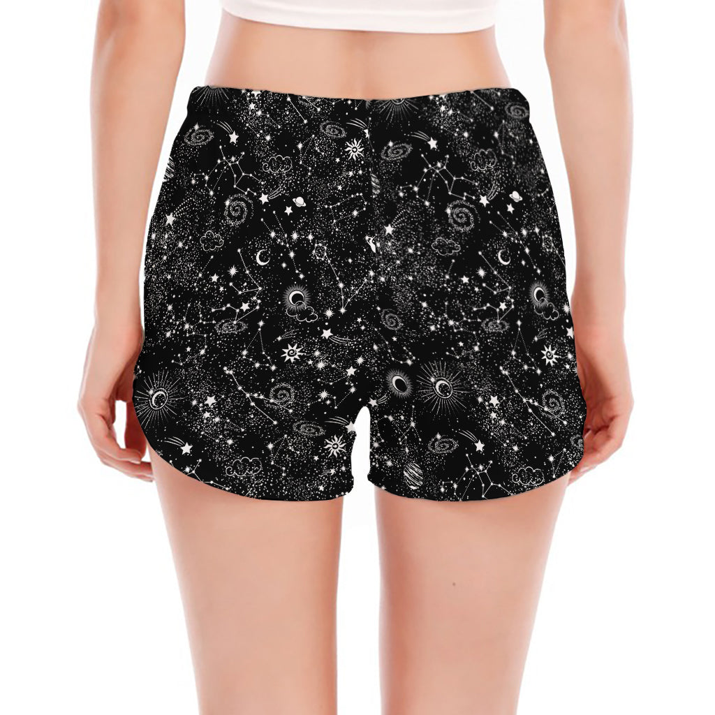 Constellation Galaxy Pattern Print Women's Split Running Shorts