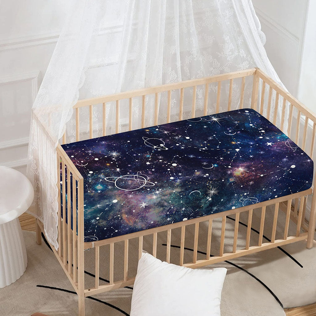 Constellation Galaxy Space Print Baby Crib Sheet