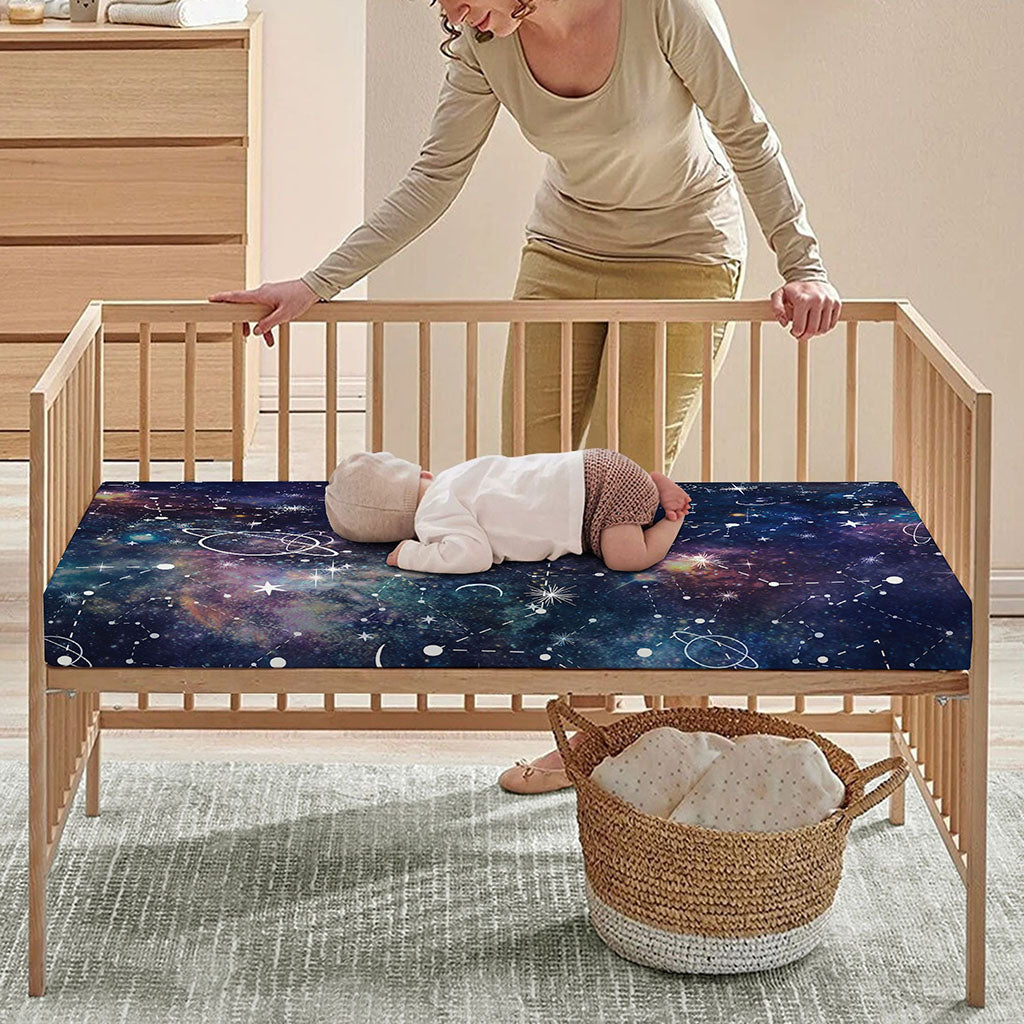 Constellation Galaxy Space Print Baby Crib Sheet