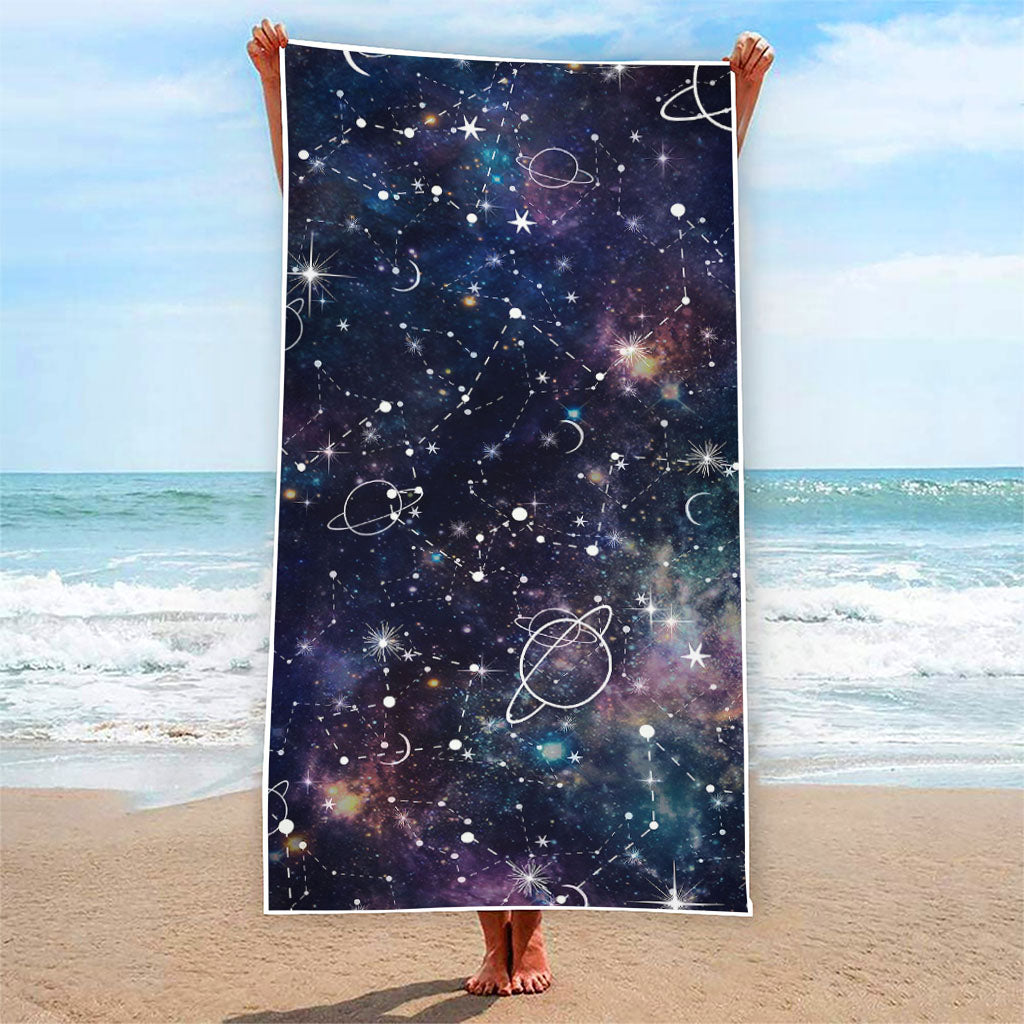 Constellation Galaxy Space Print Beach Towel