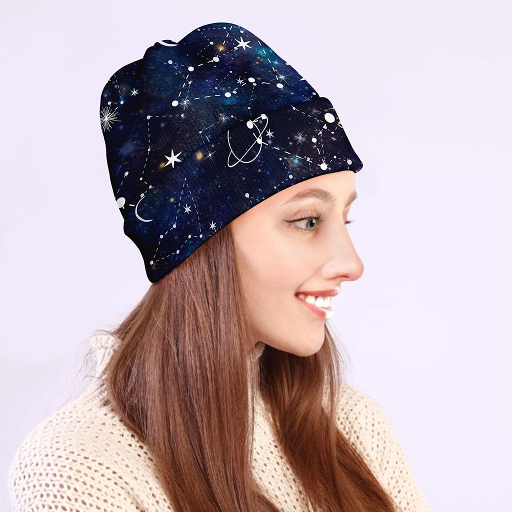 Constellation Galaxy Space Print Beanie