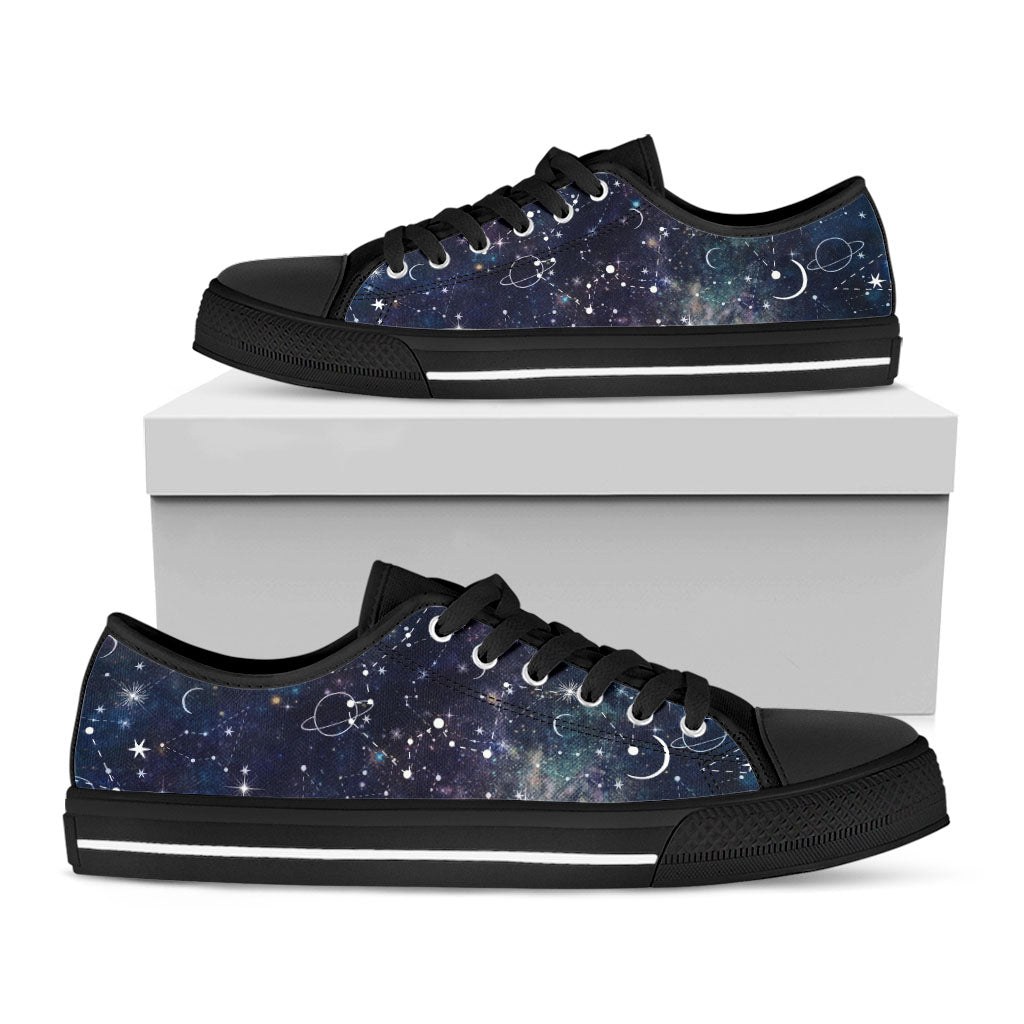 Constellation Galaxy Space Print Black Low Top Sneakers