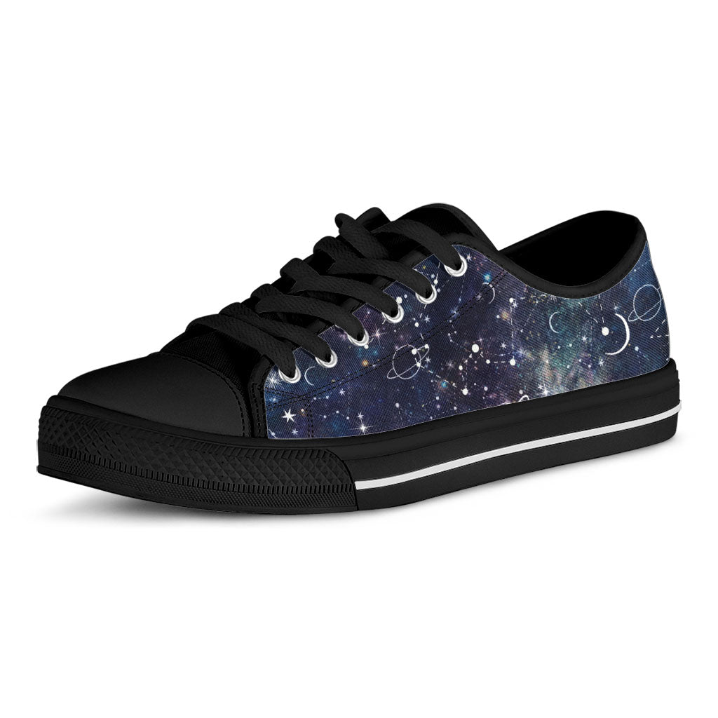 Constellation Galaxy Space Print Black Low Top Sneakers