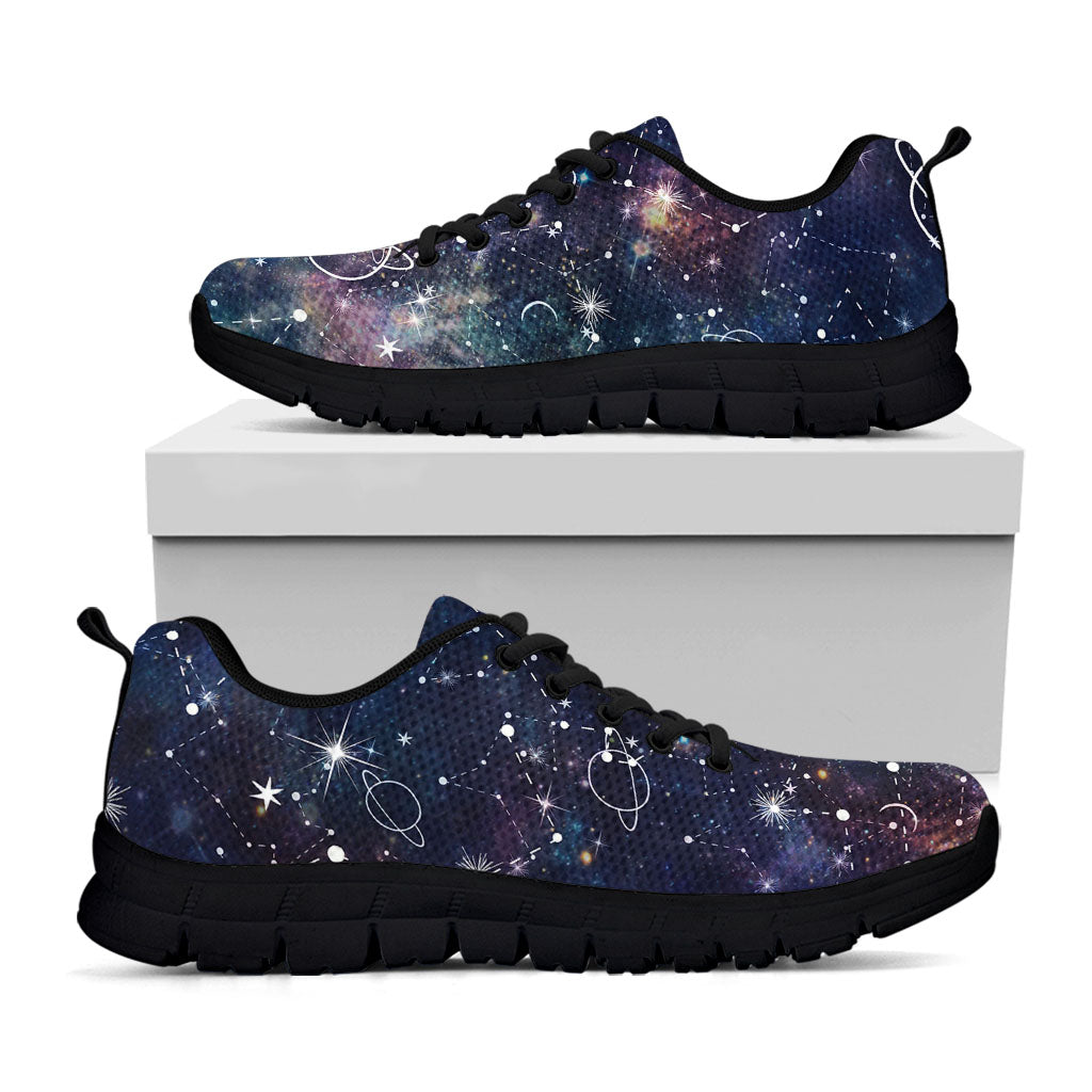 Constellation Galaxy Space Print Black Running Shoes