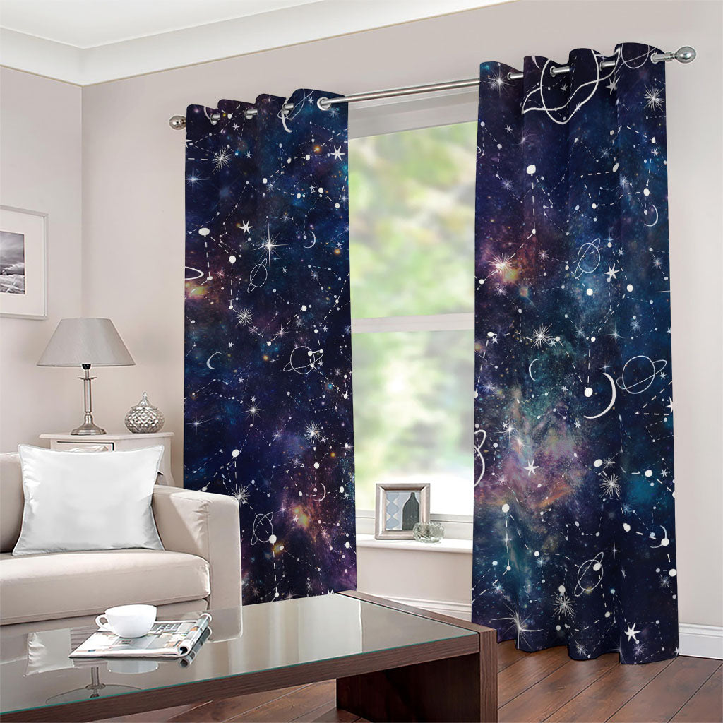 Constellation Galaxy Space Print Blackout Grommet Curtains