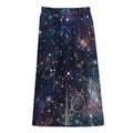 Constellation Galaxy Space Print Cotton Front Slit Maxi Skirt