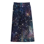 Constellation Galaxy Space Print Cotton Front Slit Maxi Skirt