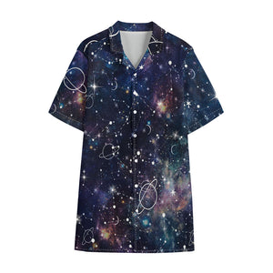 Constellation Galaxy Space Print Cotton Hawaiian Shirt