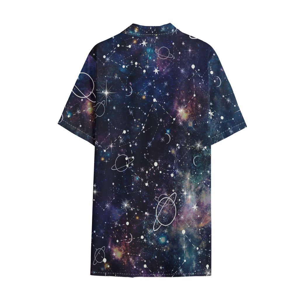 Constellation Galaxy Space Print Cotton Hawaiian Shirt