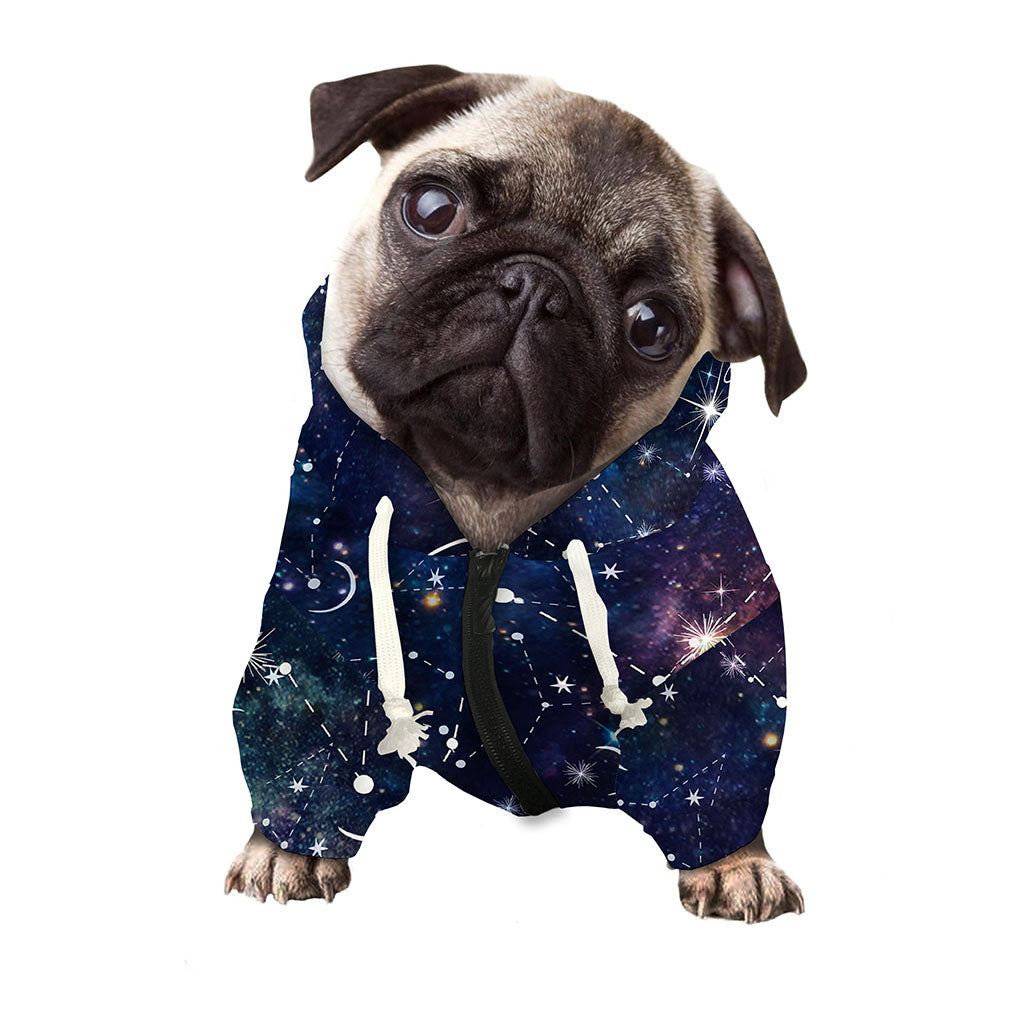 Constellation Galaxy Space Print Dog Zip Up Hoodie