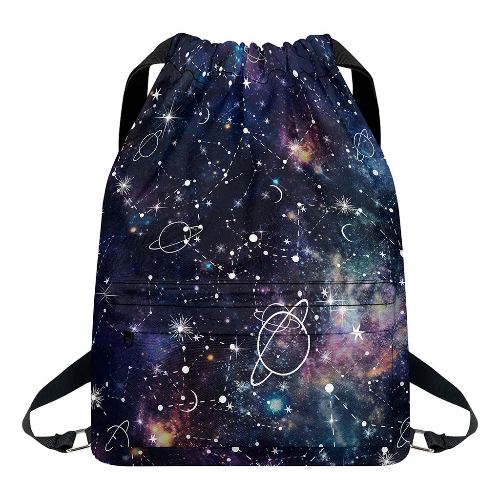 Constellation Galaxy Space Print Drawstring Backpack