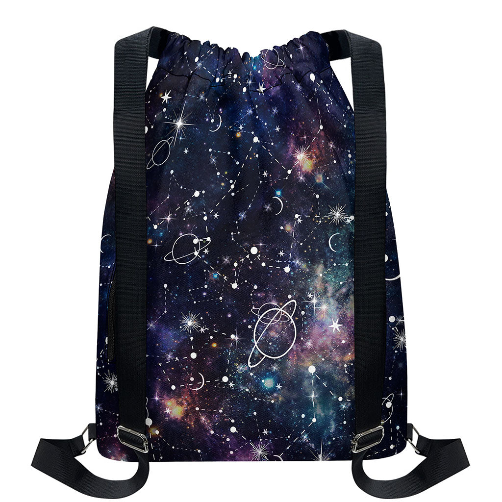 Constellation Galaxy Space Print Drawstring Backpack