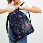 Constellation Galaxy Space Print Drawstring Backpack