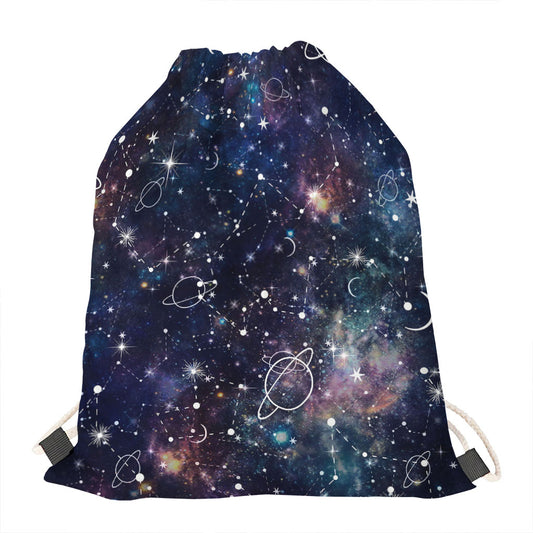 Constellation Galaxy Space Print Drawstring Bag