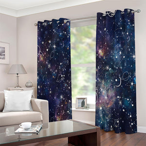 Constellation Galaxy Space Print Extra Wide Grommet Curtains