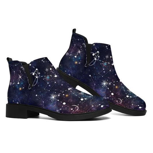 Constellation Galaxy Space Print Flat Ankle Boots