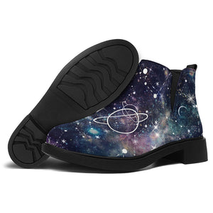Constellation Galaxy Space Print Flat Ankle Boots