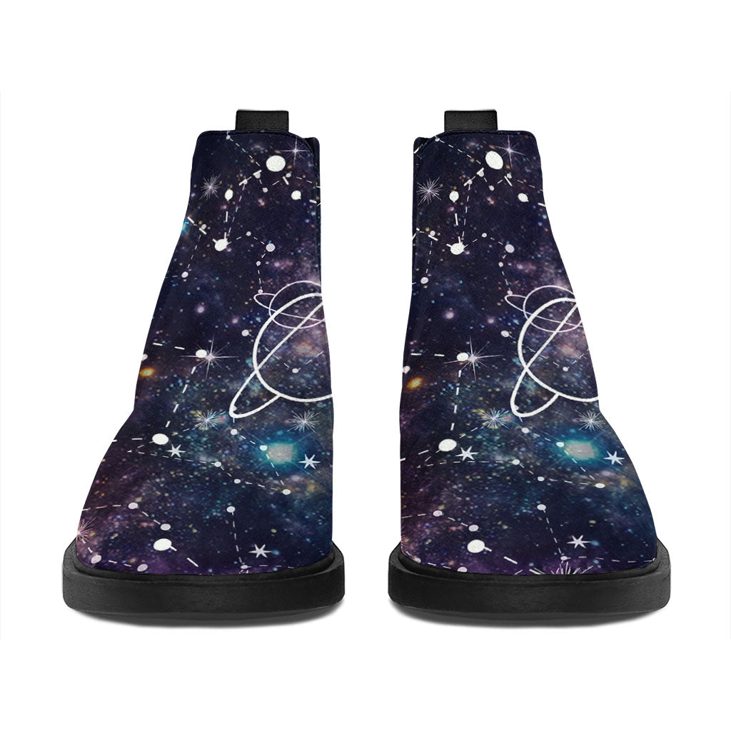 Constellation Galaxy Space Print Flat Ankle Boots